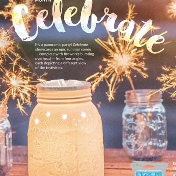 SCENTSY Celebrate Warmer White Ceramic Wax Melt Holder Canada Day Fireworks - Picture 3 of 7